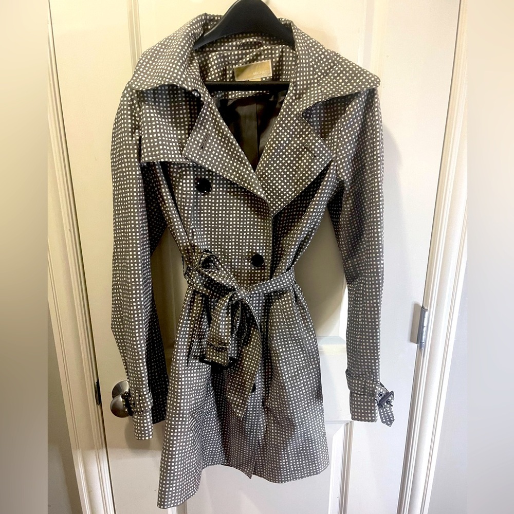 Michael Kors Grey Checked Water Resistant Lightweight Jacket Women’s Size Medium